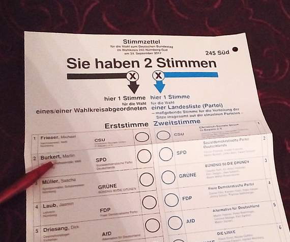 Wahlzettel für die Bundestagswahl 2017